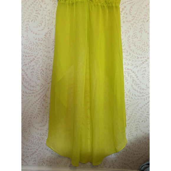 DISCOUNT SHIPPING NWT Vibrant Neon Yellow Sheer Maxi Halter Top - Picture 5 of 9